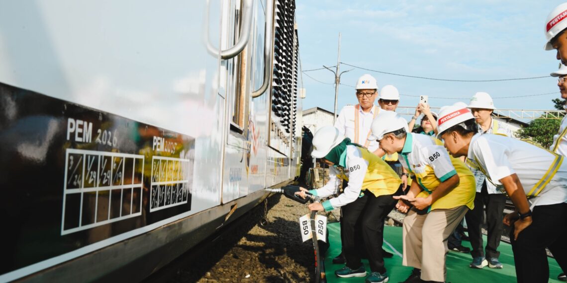 Ujicoba biodiesel B50 pada kereta api.(Foto: Humas ESDM)