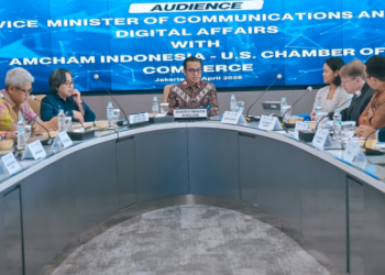 Wamenkomdigi Nezar Patria saat menerima audiensi Amcham - U.S Chamber of Commerce di Kantor Kementerian Komdigi, Jakarta Pusat, Rabu (29/04/2026). Foto: Ahmad Tri Hawaari/Komdigi
