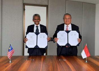 Gubernur Bank Negara Malaysia, Dato' Abdul Rasheed Ghaffour (kiri) dan Gubernur Bank Indonesia, Perry Warjiyo.(Foto: Humas Bank Indonesia)
