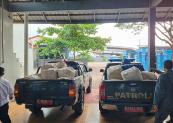 Barang bukti sisik trenggiling selundupan.(Foto: Humas Kemenhut)