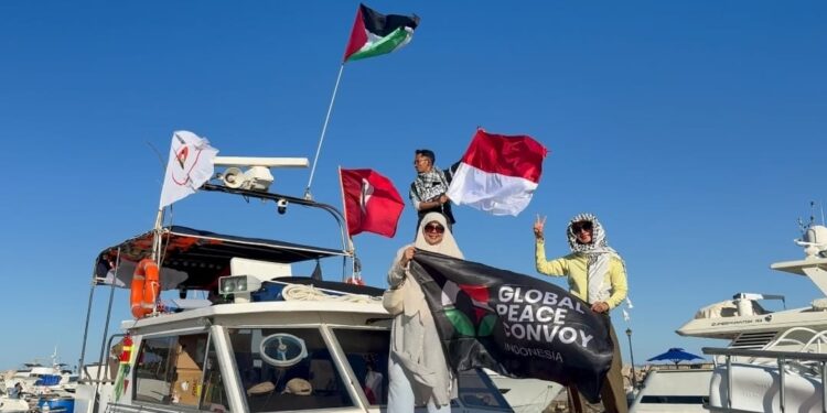 Aksi kemanusiaan Global Peace Convoy untuk Palestina.(Foto: Global Peace Convoy)