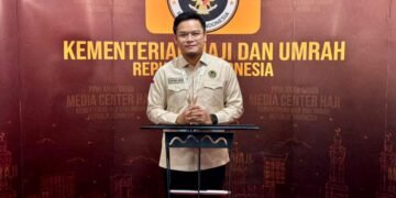 Juru Bicara Kementerian Haji dan Umrah RI, Ichsan Marsha menjelaskan jemaah meninggal.(Foto: Humas Kemenhaj)