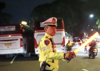 Ilustrasi penutupan jalan.(Foto: Korlantas Polri)