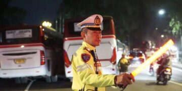 Ilustrasi penutupan jalan.(Foto: Korlantas Polri)