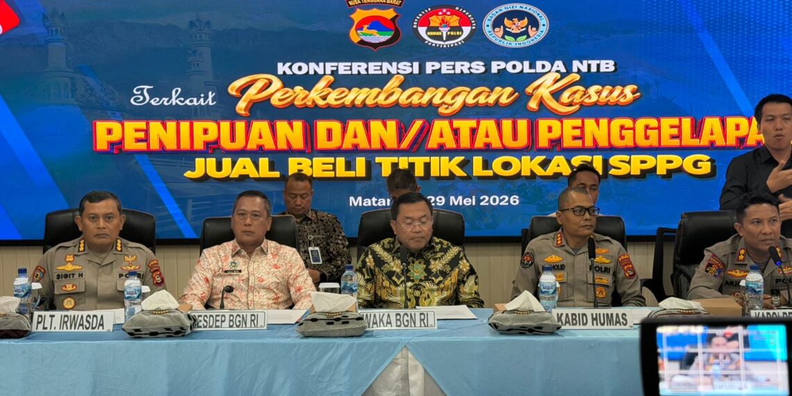 Wakil Kepala BGN, Sony Sonjaya, dalam konferensi pers bersama Polda NTB dan Polres Lombok Timur di Ruang Rupatama Polda NTB, Jumat (29/5).(Foto: Humas BGN)