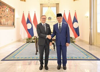 Menteri Luar Negeri Sugiono menerima kunjungan Menteri Luar Negeri Republik Demokratik Rakyat Laos, Y.M. Thongsavan Phomvihane, di Jakarta pada Senin (4/5/2026).(Foto: Dok Kemlu)