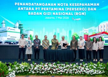 PT Pertamina (Persero) bersama Badan Gizi Nasional (BGN) resmi menandatangani Nota Kesepahaman pengolahan minyak jelantah SPPG menjadi bahan bakar pesawat ramah lingkungan.(Foto: Dok. Pertamina)
