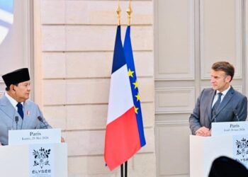 Presiden Republik Indonesia Prabowo Subianto dan Presiden Republik Prancis Emmanuel Macron.(Foto: Setneg)