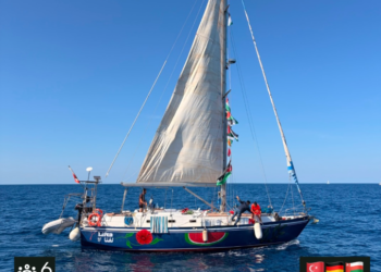 Salah satu kapal Global Sumud Flotilla.(Image: IG Global Sumud Flotilla),Jurnalis Indonesia Ditahan Israel