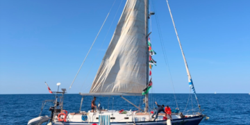 Salah satu kapal Global Sumud Flotilla.(Image: IG Global Sumud Flotilla),Jurnalis Indonesia Ditahan Israel