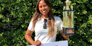 Atlet selancar Indonesia, Dhea Natasya, menorehkan sejarah baru di ajang World Surf League (WSL) Longboard Qualifying Series (LQS) Hamamatsu Open 2026 di Hamamatsu, Jepang.(foto: Istimewa/Kemenpora)