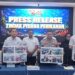 Keterangan pers Polda Jabar pengungkapan praktik ilegal peredaran benih lobster di wilayah Pangandaran.(Foto:Istimewa).