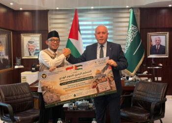 Wakil Menteri Haji dan Umrah Dahnil Anzar Simanjuntak kunjungi kantor Perwakilan Negara Palestina di Jeddah, Arab Saudi, pada Rabu (3/6/2026), diterima Consul General Ehab Medhat Al-Kishawi.(Foto: Humas Kemenhaj)