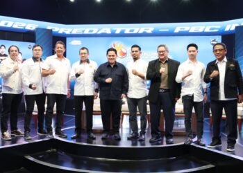 PB. POBSI menggandeng Predator dan Pro Billiard Center (PBC) gelar konferensi pers kejuaraan Indonesia International Open (IIO) Tahun 2026, pada Kamis 4 Juni 2026, di MNC Conference Hall, Kebon Sirih, Jakarta.(Foto: Humas KONI Pusat)