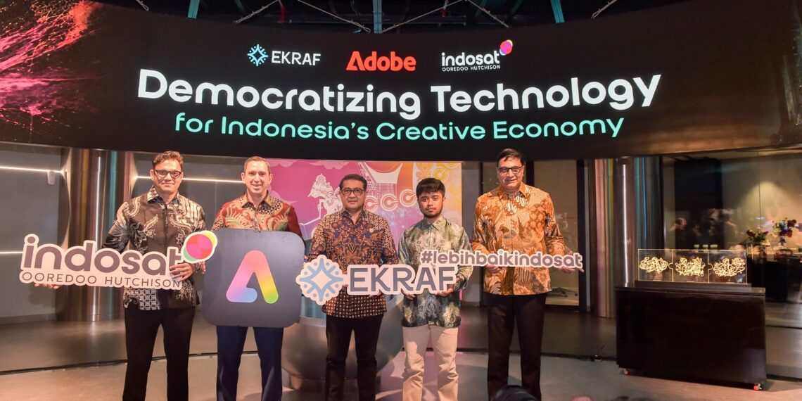 Kementerian Ekonomi Kreatif/Badan Ekonomi Kreatif berkolaborasi dengan Indosat Ooredoo Hutchison (IOH) dan Adobe melalui program ECHOES X GENSi untuk meningkatkan awareness ekonomi kreatif sekaligus memperkuat talenta muda digital, khususnya di kalangan pelajar dan generasi muda Indonesia.(Dok. Biro Komunikasi Kementerian Ekonomi Kreatif/ Badan Ekonomi kreatif.)