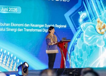 Deputi Gubernur Senior Bank Indonesia, Destry Damayanti, saat membuka Festival Ekonomi Syariah (FESyar) Sumatera 2026 di Palembang (5/6).(Foto: Humas Bank Indonesia)