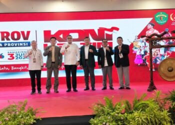 Wakil Ketua Umum (Waketum) II Komite Olahraga Nasional Indonesia (KONI) Pusat, Mayjen TNI Purn Soedarmo, secara resmi membuka Musyawarah Olahraga Provinsi (Musorprov) KONI Kalimantan Timur (Kaltim) Tahun 2026 yang digelar di Samarinda, Rabu tanggal 3 Juni 2026.(Foto: Humas KONI Pusat)
