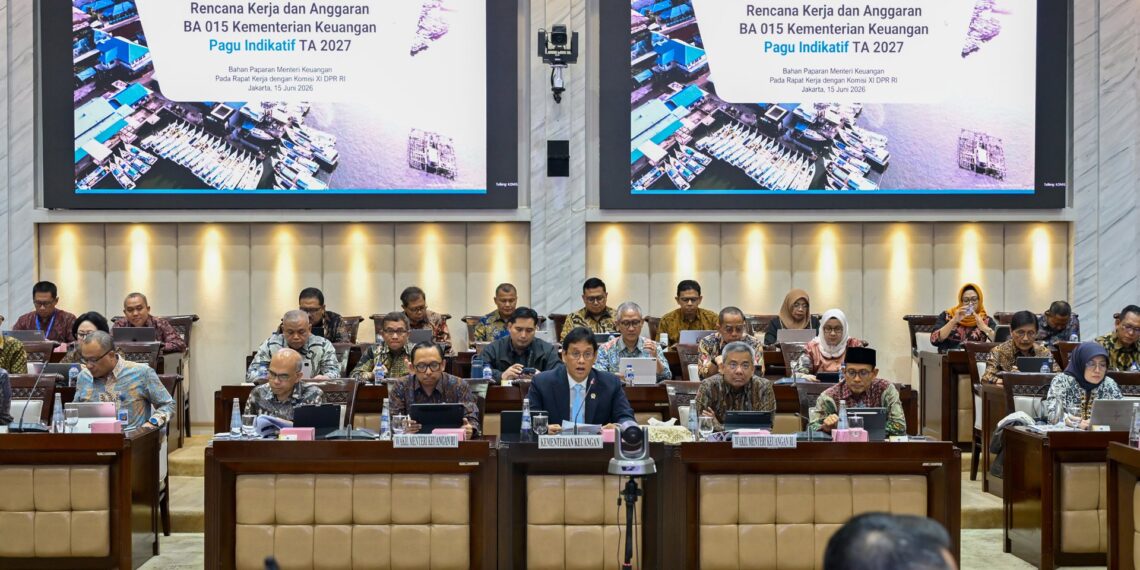 Menkeu Purbaya dalam Rapat Kerja bersama Komisi XI DPR RI mengenai Pengantar Rencana Kerja dan Anggaran (RKA) serta Rencana Kerja Pemerintah (RKP) Kemenkeu Tahun Anggaran 2027 di Ruang Rapat Komisi XI DPR, Jakarta pada Senin (15/6).(Foto: Dok. Kemenkeu)