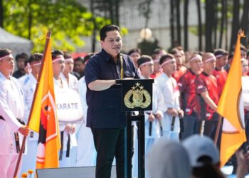 Menpora RI Erick Thohir memberikan apresiasi digelarnya Pekan Olahraga Polri 2026 di Polda Metro Jaya, Minggu (28/6). (Foto:Istimewa/Kemenpora)