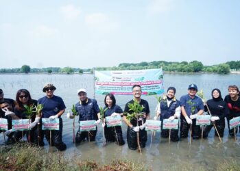 Penanman pohon Muara Gembong.(Foto: Dok. Pelindo)