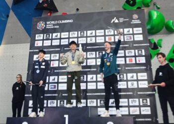 Atlet panjat tebing Putra Tri Ramadani berhasil menjadi atlet tanah air pertama mendapatkan medali emas panjat tebing nomor lead di World Climbing Series seri Praha 2026, Ceko, Senin (8/6) dini hari WIB. (foto:dok/FPTI)