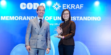Wakil Menteri Ekonomi Kreatif, Irene Umar, menghadiri penandatanganan Nota Kesepahaman (MoU) antara Kementerian Ekonomi Kreatif/Badan Ekonomi Kreatif (Ekraf) dengan Coda Indonesia, Jakarta, Kamis (25/6/2026).(Foto: Humas Kemenekraf)