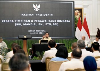 Presiden Prabowo Subianto pada pertemuan bersama jajaran komisaris dan direksi Himbara pada Kamis, 18 Juni 2026, di Istana Merdeka, Jakarta.(Foto: Dok. Setkab)