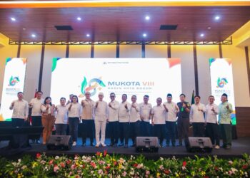 Wali Kota Bogor, Dedie A. Rachim, menghadiri pengukuhan dan pengesahan Ketua Kamar Dagang dan Industri (KADIN) Kota Bogor masa bakti 2026–2031 di The Podium Function Spaces, Lippo Plaza Ekalokasari, Kota Bogor, Kamis (18/6/2026).(Foto: Humas Pemkot Bogor)