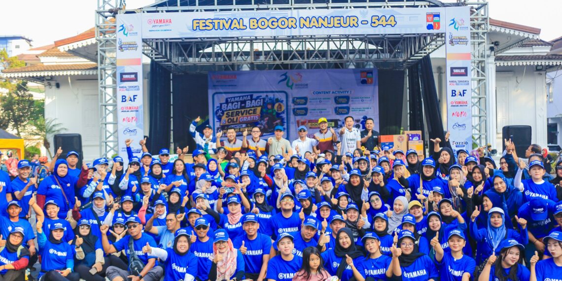 Warga Bogor ikuti Kujang Fun Aerobic sekaligus Fun Walk Festival Bogor Nanjeur, Sabtu (27/6/2026) yang diinisiasi Yamaha Mekar Motor Bogor.(Foto: Humas Pemkot Bogor)