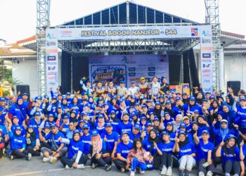 Warga Bogor ikuti Kujang Fun Aerobic sekaligus Fun Walk Festival Bogor Nanjeur, Sabtu (27/6/2026) yang diinisiasi Yamaha Mekar Motor Bogor.(Foto: Humas Pemkot Bogor)