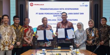 Penandatanganan Nota Kesepahaman (Memorandum of Understanding/MoU) bank bjb dengan PT Primajasa Perdanarayautama terkait pemanfaatan produk dan jasa layanan perbankan.(Foto: Dok. bank bjb)