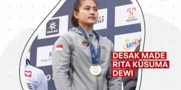 Atlet panjat tebing Indonesia, Desak Made Rita Kusuma Dewi mempersembahkan medali emas pada ajang World Climbing Series Krakow 2026 pada final nomor speed di Krakow, Polandia, Sabtu (4/7). (foto:dok/FPTI)