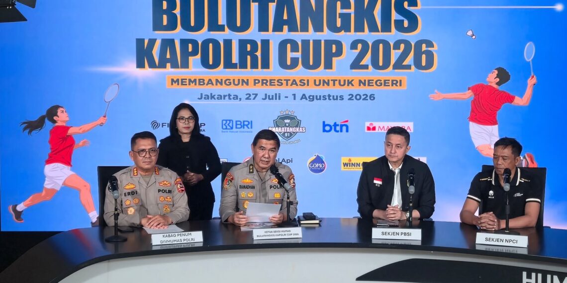 JUMPA PERS: Kejuaraan bulutangkis Piala Kapolri 2026 akan berlangsung pada 27 Juli hingga 1 Agustus 2026 di GOR Universitas Negeri Jakarta (UNJ) dan GOR Pondok Bambu, Jakarta.(Foto: Dok. Humas PBSI)