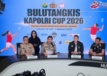 JUMPA PERS: Kejuaraan bulutangkis Piala Kapolri 2026 akan berlangsung pada 27 Juli hingga 1 Agustus 2026 di GOR Universitas Negeri Jakarta (UNJ) dan GOR Pondok Bambu, Jakarta.(Foto: Dok. Humas PBSI)