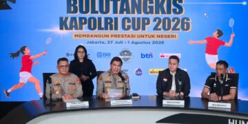 JUMPA PERS: Kejuaraan bulutangkis Piala Kapolri 2026 akan berlangsung pada 27 Juli hingga 1 Agustus 2026 di GOR Universitas Negeri Jakarta (UNJ) dan GOR Pondok Bambu, Jakarta.(Foto: Dok. Humas PBSI)
