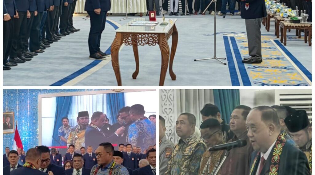 Ketua Umum KONI Pusat Letjen TNI Purn Marciano Norman pada pengukuhan dan pelantikan Ketua Umum KONI Kalimantan Timur masa bakti 2026-2030 Anderiy Syachrum beserta jajaran pengurus di Pendopo Odah Etam tanggal 12 Juli 2026.(Foto: KONI Pusat)