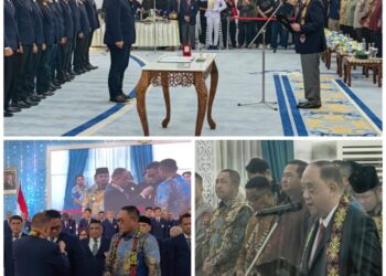 Ketua Umum KONI Pusat Letjen TNI Purn Marciano Norman pada pengukuhan dan pelantikan Ketua Umum KONI Kalimantan Timur masa bakti 2026-2030 Anderiy Syachrum beserta jajaran pengurus di Pendopo Odah Etam tanggal 12 Juli 2026.(Foto: KONI Pusat)