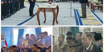 Ketua Umum KONI Pusat Letjen TNI Purn Marciano Norman pada pengukuhan dan pelantikan Ketua Umum KONI Kalimantan Timur masa bakti 2026-2030 Anderiy Syachrum beserta jajaran pengurus di Pendopo Odah Etam tanggal 12 Juli 2026.(Foto: KONI Pusat)