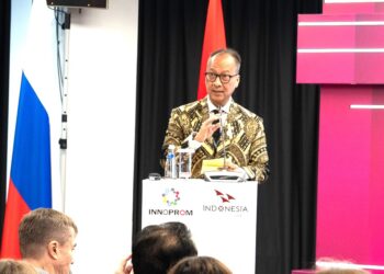 Menteri Perindustrian Agus Gumiwang Kartasasmita di INNOPROM 2026.(Foto: Dok. Kemenperin)