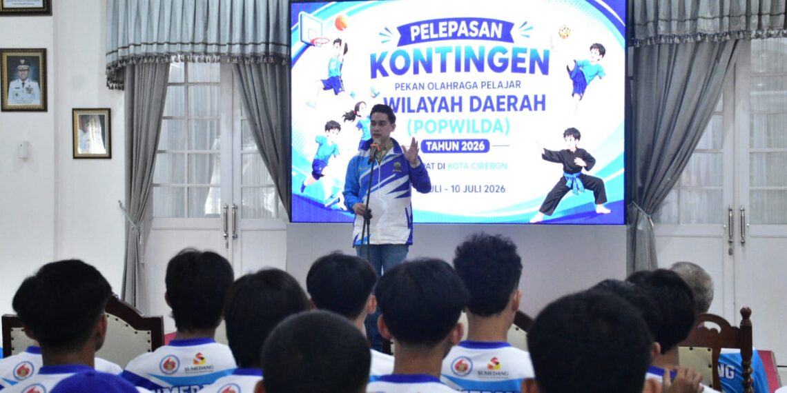 Pelepasan atlet POPWILDA 2026 oleh Wabup Sumedang Fajar Aldila.(Foto: Humas Pemkab Sumedang)