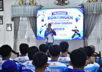 Pelepasan atlet POPWILDA 2026 oleh Wabup Sumedang Fajar Aldila.(Foto: Humas Pemkab Sumedang)
