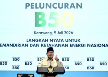 Presiden Prabowo Subianto menegaskan peluncuran Biodiesel B50 tidak hanya menjadi tonggak penting bagi kemandirian energi nasional, tetapi juga memberikan manfaat nyata bagi perekonomian Indonesia melalui penghematan devisa hingga Rp170 triliun.(Foto: Setneg)