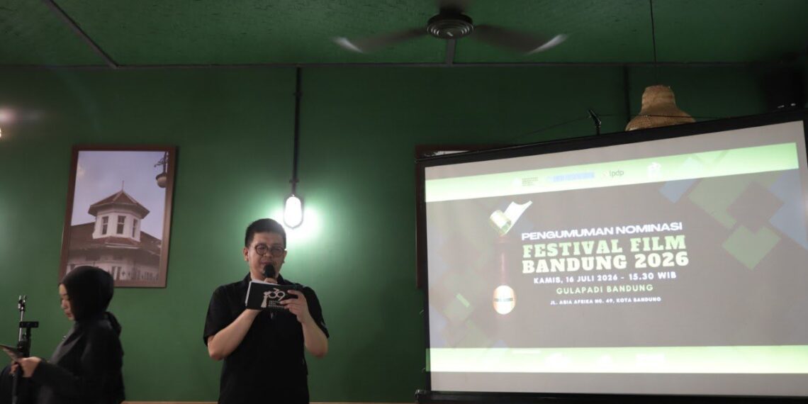 Forum Film Bandung (FFB) resmi mengumumkan daftar nominasi Film dan Narafilm Terpuji Festival Film Bandung (FFB) ke-39 Tahun 2026 di Gulapadi Bandung, Jalan Asia Afrika No. 49, Kamis 16 Juli 2026.(Foto: Humas Pemkot Bandung)
