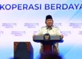 Presiden Prabowo Subianto berpidato pada Puncak Peringatan Hari Koperasi ke-79 Tahun 2026 yang digelar di Indonesia Arena, Jakarta, pada Minggu (12/07/02026).(Foto: Setneg)