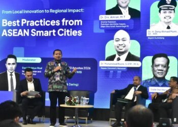 Bupati Sumedang Dony Ahmad Munir membawa pesan kuat tentang makna smart city dalam ASEAN Smart City Network (ASCN) Forum 2026 yang berlangsung di Balai Kota DKI Jakarta, Kamis (20/8/2026).(Foto: Humas Pemkab Sumedang)