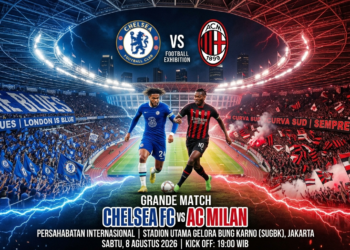 Poster ilustrasi laga Chelsea VS AC Milan