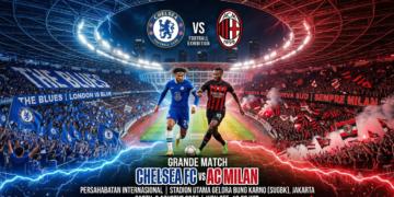 Poster ilustrasi laga Chelsea VS AC Milan