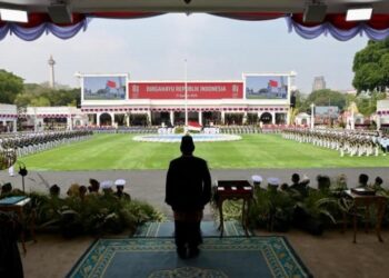 Presiden Prabowo Subianto memimpin langsung Upacara Peringatan Detik-Detik Proklamasi Kemerdekaan Republik Indonesia di halaman Istana Merdeka, Jakarta, Senin (17/08/2026).(Foto: Setneg)