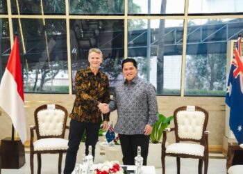 Menteri Pemuda dan Olahraga Erick Thohir hari Selasa (11/8) siang menerima Duta Besar Australia untuk Indonesia Rod Brazier dan rombongan di Media Center, Kemenpora, Jakarta. (foto:Andre/kemenpora.go.id)