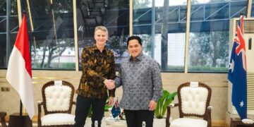 Menteri Pemuda dan Olahraga Erick Thohir hari Selasa (11/8) siang menerima Duta Besar Australia untuk Indonesia Rod Brazier dan rombongan di Media Center, Kemenpora, Jakarta. (foto:Andre/kemenpora.go.id)